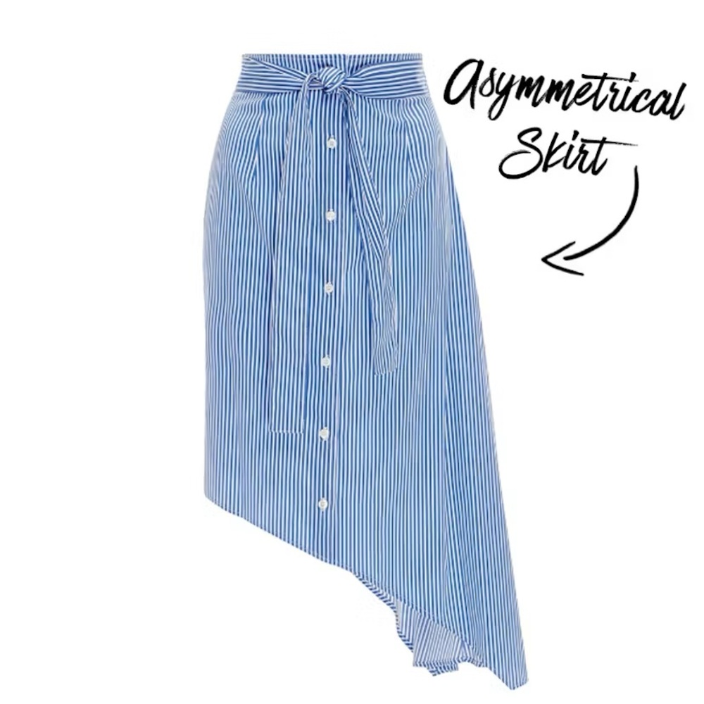Tome Blue Striped Asymmetrical Skirt